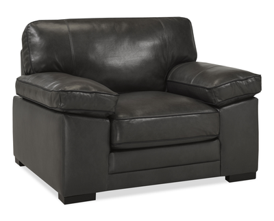 Rodeo 46” Top-Grain Genuine Leather Chair with Removable Cushions – Charcoal | Fauteuil Rodeo de 46 po en cuir véritable de qualité supérieure avec coussins amovibles - anthracite