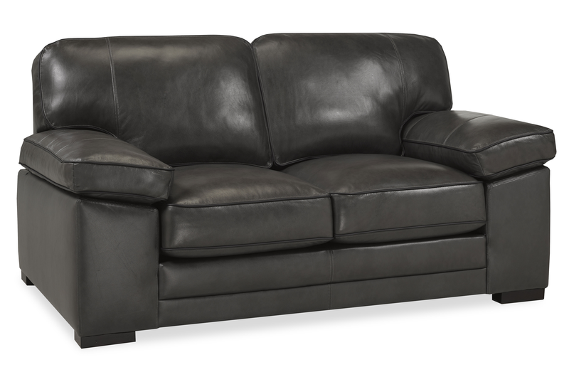 Rodeo 67” Top-Grain Genuine Leather Loveseat with Removable Cushions – Charcoal