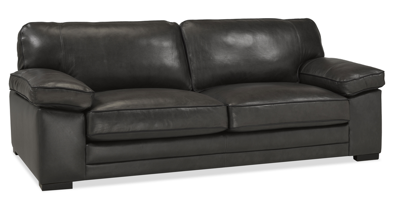 Rodeo 91” Top-Grain Genuine Leather Sofa with Removable Cushions – Charcoal
