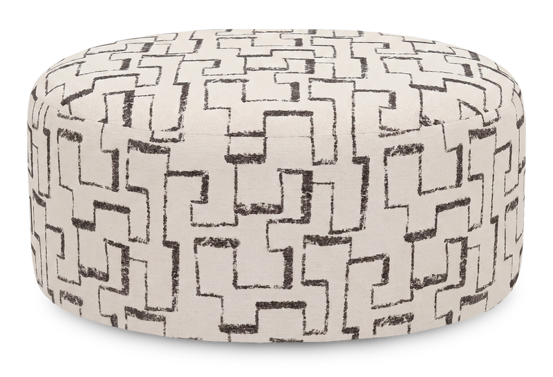 Made in Canada Customizable Sofa Lab Round 38\" Fabric Ottoman – Tar Accent Fabric 