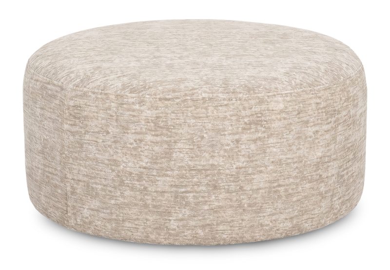 Made in Canada Customizable Sofa Lab Round 38\" Fabric Ottoman – Plush Parchment