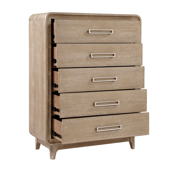 Sahsa Bedroom Chest of Drawers, 5-Drawer, 40\"W x 52\"H - Natural Oak Brown