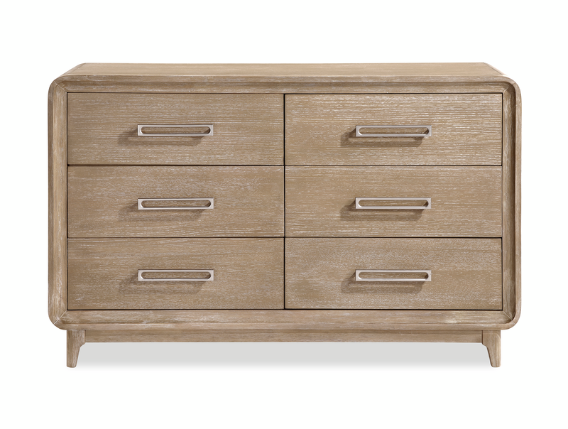 Sasha Bedroom 6-Drawer Dresser, 62\"W x 38\"H - Natural Oak Brown
