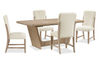 Sasha 5pc Extension Dining Set with Table & 4 Chairs, 82-94\"W - Taupe & Natural Oak Brown