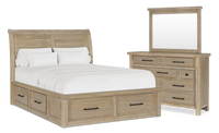 Sonoma 5pc Bedroom Set with Storage Bed, Dresser & Mirror, Light Brown - Queen Size 