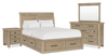 Sonoma 6pc Bedroom Set with Storage Bed, Dresser, Mirror & Nightstand, Light Brown - King Size