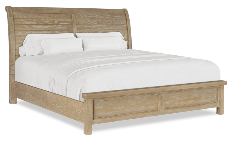 Sonoma Panel Bed with Headboard & Frame, Light Brown - King Size