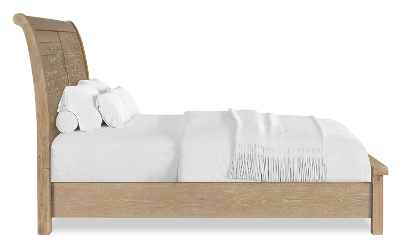 Sonoma Panel Bed with Headboard & Frame, Light Brown - King Size