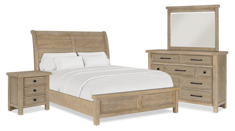 Sonoma 6pc Bedroom Set with Bed, Dresser, Mirror & Nightstand, Light Brown - Queen Size