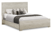 Soren Panel Bed with Headboard & Frame, Bleached Oak - Queen Size 