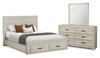 Soren 5pc Bedroom Set with Storage Bed, Dresser & Mirror, Bleached Oak - Queen Size