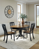 Stella Dining Table with 42-57"W Butterfly Leaf Extension, Round - Black/Brown | Table de salle à manger ronde Stella de 42 po à 57 po (L) avec rallonge papillon - noire et brune