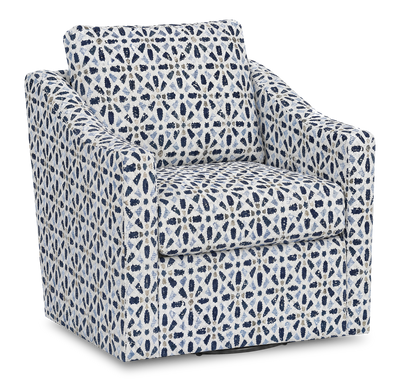 Made in Canada Sofa Lab Customizable Swivel 32" Fabric Accent Chair – Indigo Accent Fabric | Fauteuil d’appoint pivotant personnalisable de Sofa Lab de 32 po fabriqué au Canada en tissu - tissu décoratif Indigo