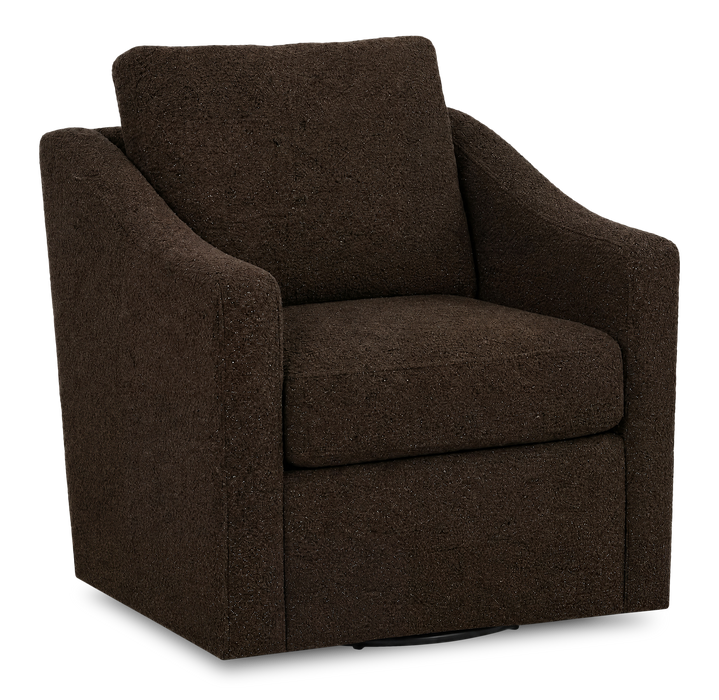 Made in Canada Sofa Lab Customizable Swivel 32\" Fabric Accent Chair – Teddy Walnut