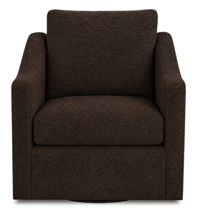 Made in Canada Sofa Lab Customizable Swivel 32\" Fabric Accent Chair – Teddy Walnut