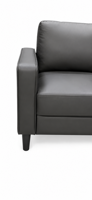 Sydney 77” Sofa Leather-Look Fabric Sofa with Removable Back Cushions - Black