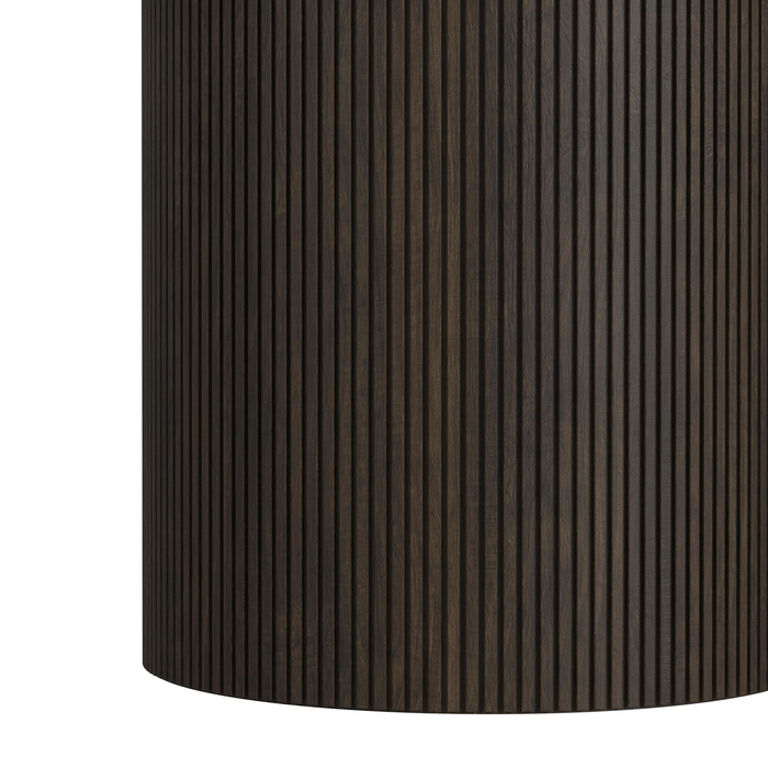 Sylvie 38” Modern Round Coffee Table with Marble Look Top – Dark Brown 