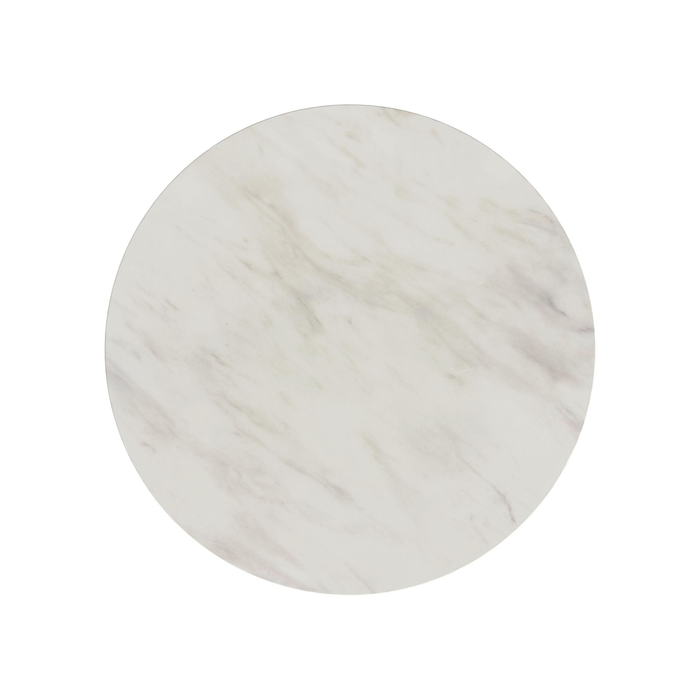 Sylvie 38” Modern Round Coffee Table with Marble Look Top – Dark Brown 