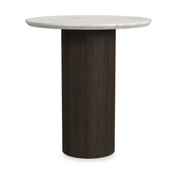 Sylvie 22” Modern Round End Table with Marble Look Top – Dark Brown 