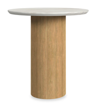 Sylvie 22” Modern Round End Table with Marble Look Top – Natural
