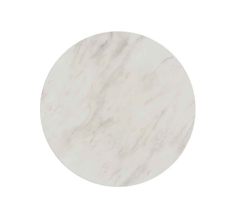 Sylvie 22” Modern Round End Table with Marble Look Top – Natural 