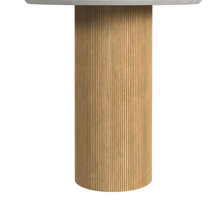 Sylvie 22” Modern Round End Table with Marble Look Top – Natural 