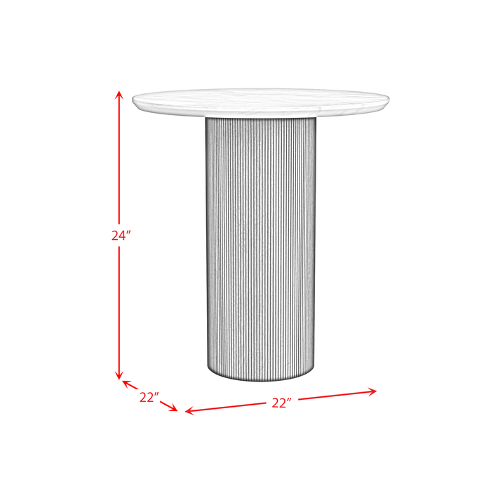 Sylvie 22” Modern Round End Table with Marble Look Top – Natural 