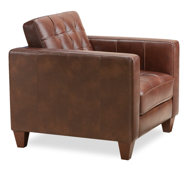 Theo 37\" Top-Grain Genuine Leather Chair with Removable Back Cushion and Wood Feet – Burgundy