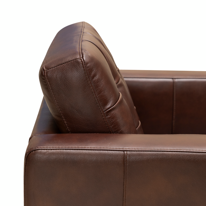 Theo 37\" Top-Grain Genuine Leather Chair with Removable Back Cushion and Wood Feet – Burgundy