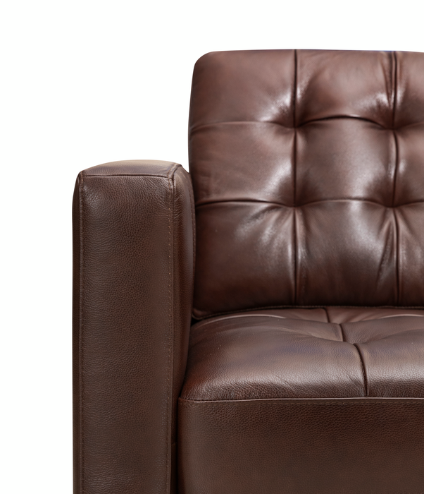 Theo 62\" Top-Grain Genuine Leather Loveseat with Removable Back Cushion and Wood Feet – Burgundy