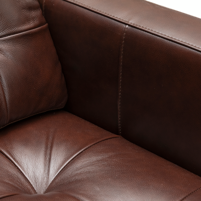 Theo 62\" Top-Grain Genuine Leather Loveseat with Removable Back Cushion and Wood Feet – Burgundy