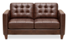Theo 62\" Top-Grain Genuine Leather Loveseat with Removable Back Cushion and Wood Feet – Burgundy
