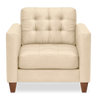 Theo 37" Top-Grain Genuine Leather Chair with Removable Back Cushion and Wood Feet – Stone |  Fauteuil Theo de 37 po en cuir véritable de qualité supérieure avec coussin de dossier amovible et pattes en bois - pierre