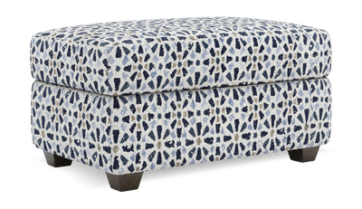 Made in Canada Customizable Sofa Lab Trunk 39" Fabric Storage Ottoman – Indigo Accent Fabric | Pouf de rangement personnalisable Trunk de Sofa Lab de 39 po fabriqué au Canada en tissu - tissu décoratif Indigo