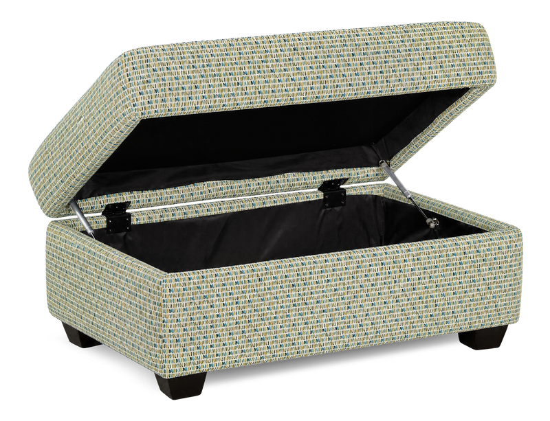 Made in Canada Customizable Sofa Lab Trunk 39\" Fabric Storage Ottoman – Peacock Accent Fabric