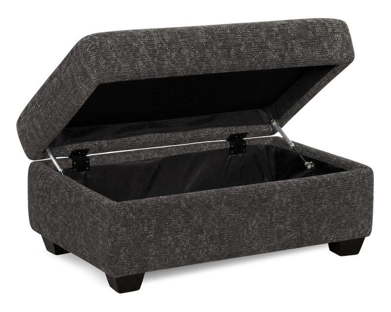 Made in Canada Customizable Sofa Lab Trunk 39\" Fabric Storage Ottoman – Plush Charcoal