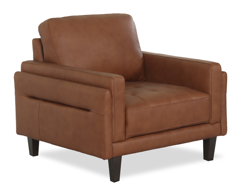 Chateau d’Ax Venice 39\" Traditional Genuine Leather Accent Chair – Light Brown 