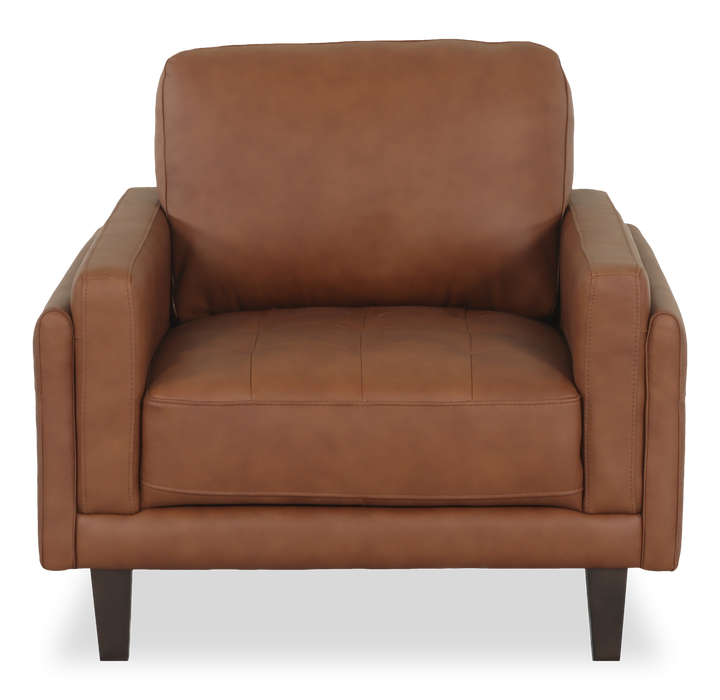 Chateau d’Ax Venice 39\" Traditional Genuine Leather Accent Chair – Light Brown 