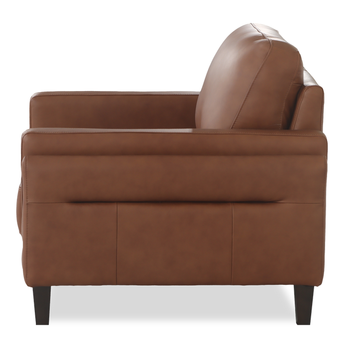 Chateau d’Ax Venice 39\" Traditional Genuine Leather Accent Chair – Light Brown 