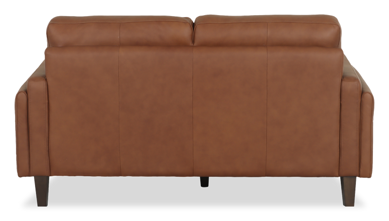 Chateau d’Ax Venice 65\" Traditional Genuine Leather Loveseat – Light Brown 