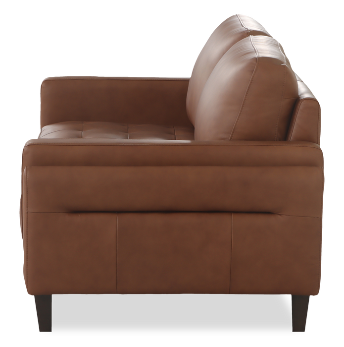Chateau d’Ax Venice 65\" Traditional Genuine Leather Loveseat – Light Brown 