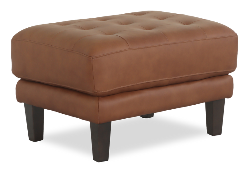 Chateau d’Ax Venice 30\" Traditional Genuine Leather Ottoman – Light Brown 