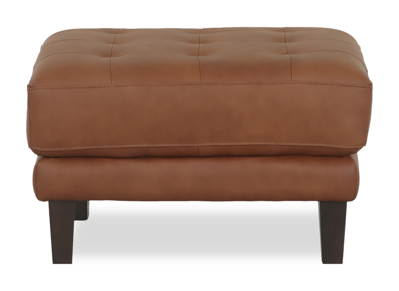 Chateau d’Ax Venice 30\" Traditional Genuine Leather Ottoman – Light Brown 