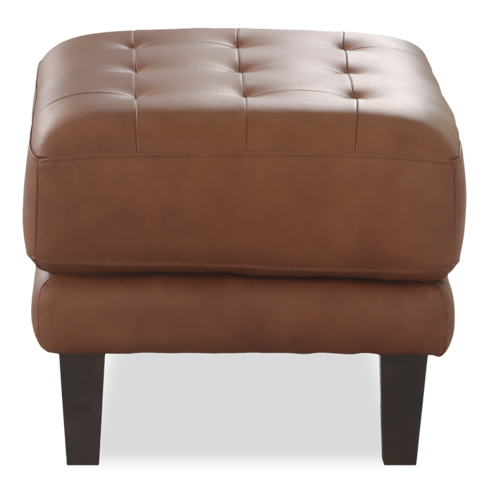Chateau d’Ax Venice 30\" Traditional Genuine Leather Ottoman – Light Brown 