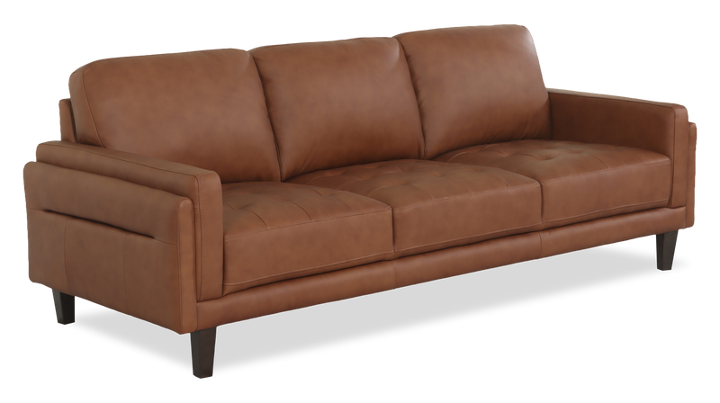 Chateau d’Ax Venice 91\" Traditional Genuine Leather Sofa – Light Brown
