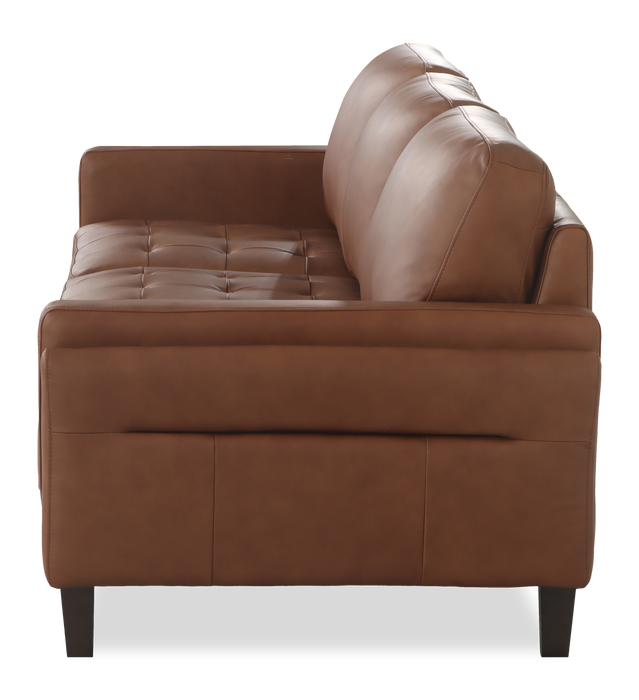 Chateau d’Ax Venice 91\" Traditional Genuine Leather Sofa – Light Brown