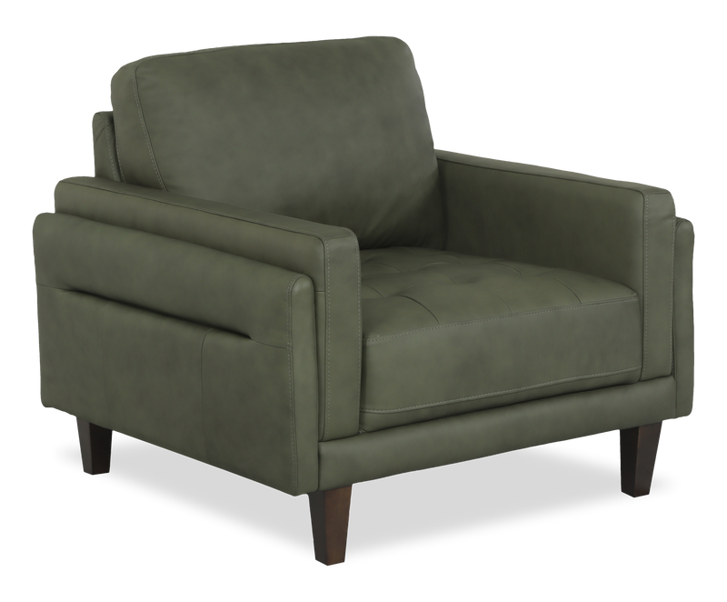 Chateau d’Ax Venice 39\" Traditional Genuine Leather Accent Chair – Green 