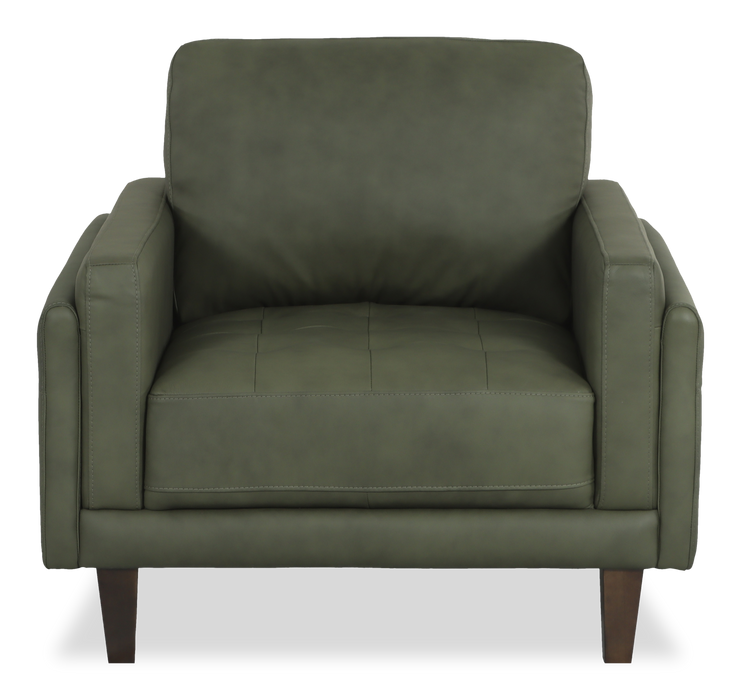 Chateau d’Ax Venice 39\" Traditional Genuine Leather Accent Chair – Green 