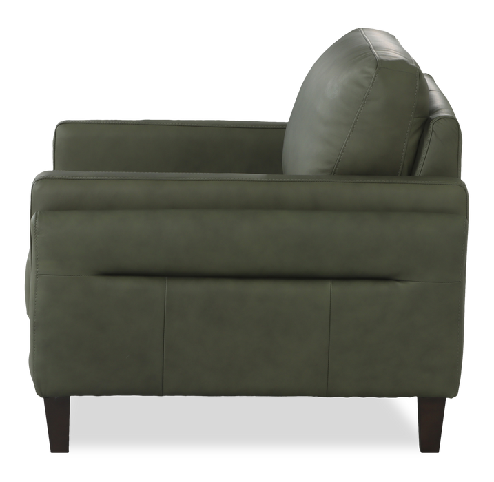 Chateau d’Ax Venice 39\" Traditional Genuine Leather Accent Chair – Green 