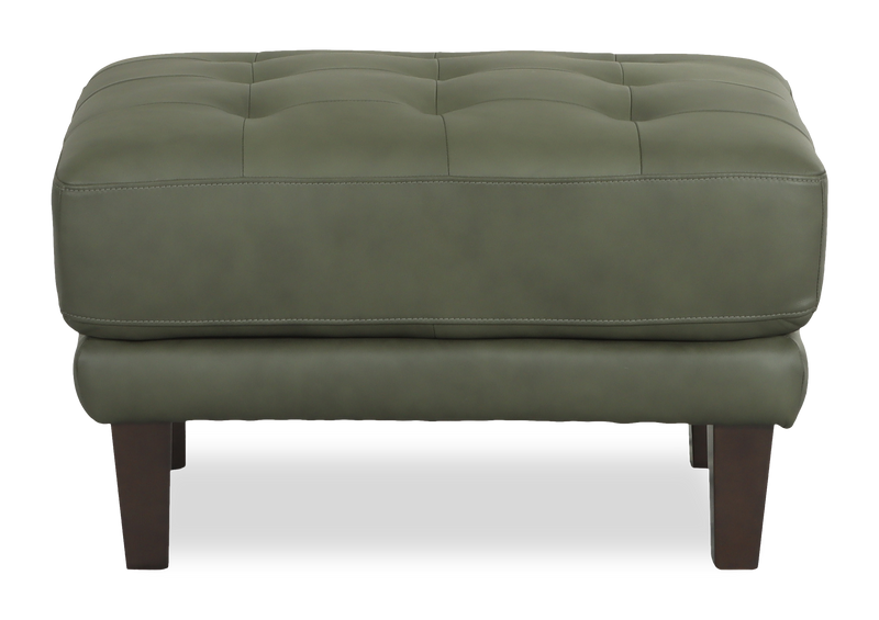Chateau d’Ax Venice 30\" Traditional Genuine Leather Ottoman – Green 
